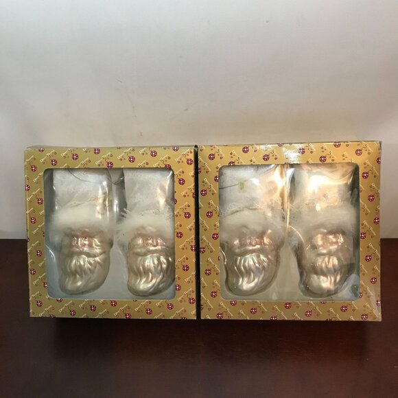 Dillards Santa Head Xmas Glass Ornament Set Of 4 - Picture 3 of 8